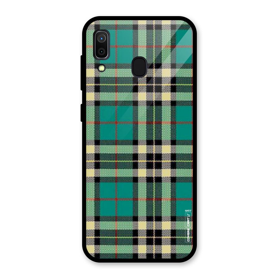 Green Check Glass Back Case for Galaxy A30