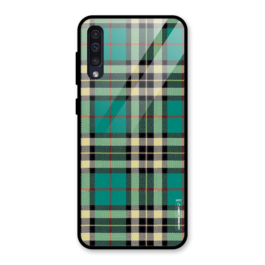 Green Check Glass Back Case for Galaxy A50