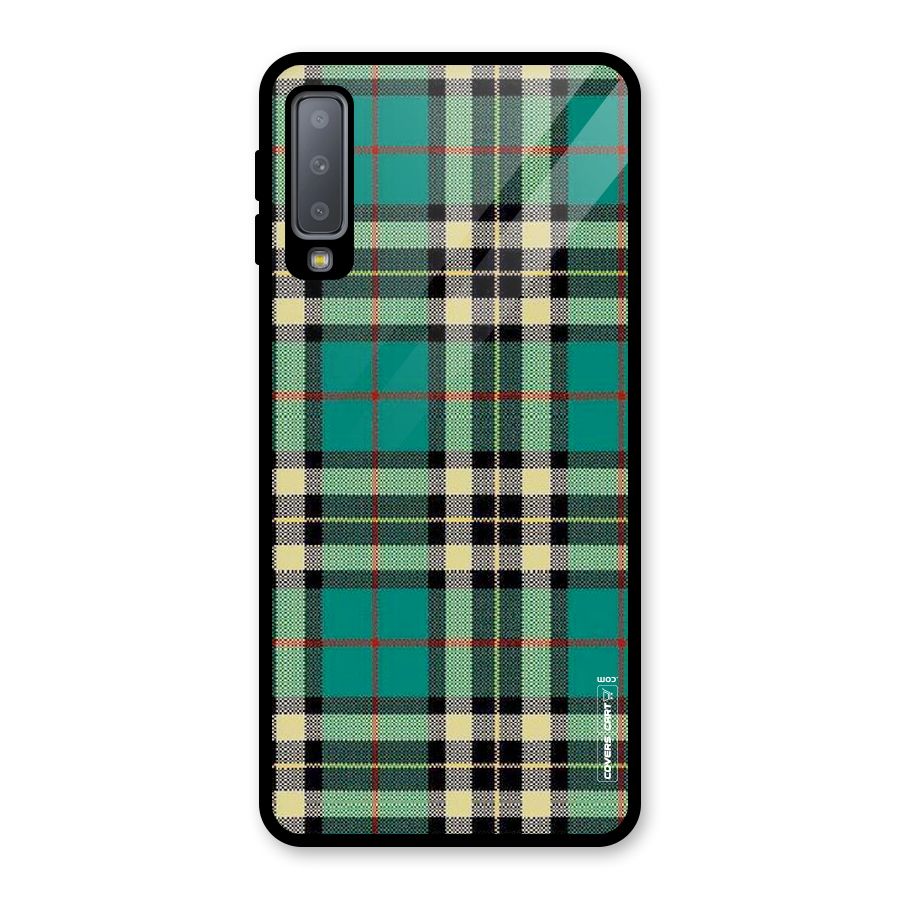 Green Check Glass Back Case for Galaxy A7 (2018)
