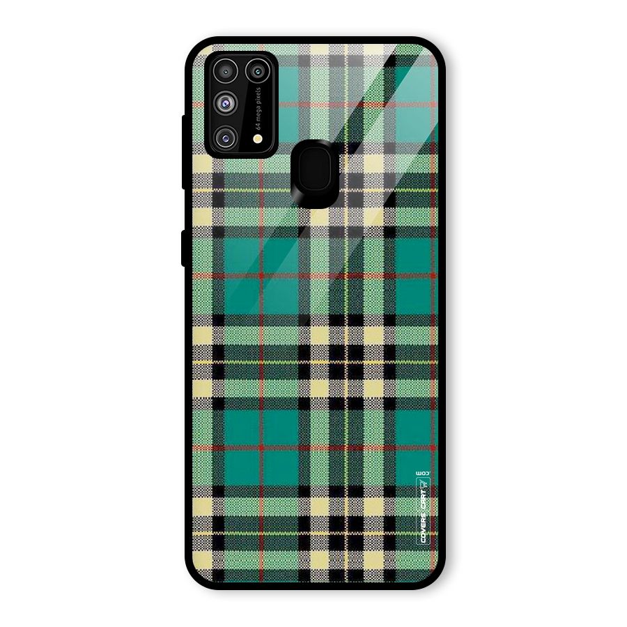 Green Check Glass Back Case for Galaxy F41