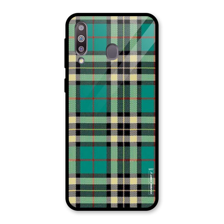 Green Check Glass Back Case for Galaxy M30