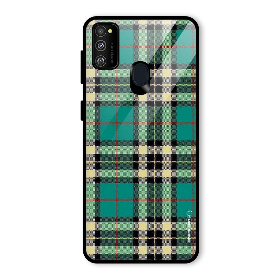 Green Check Glass Back Case for Galaxy M30s