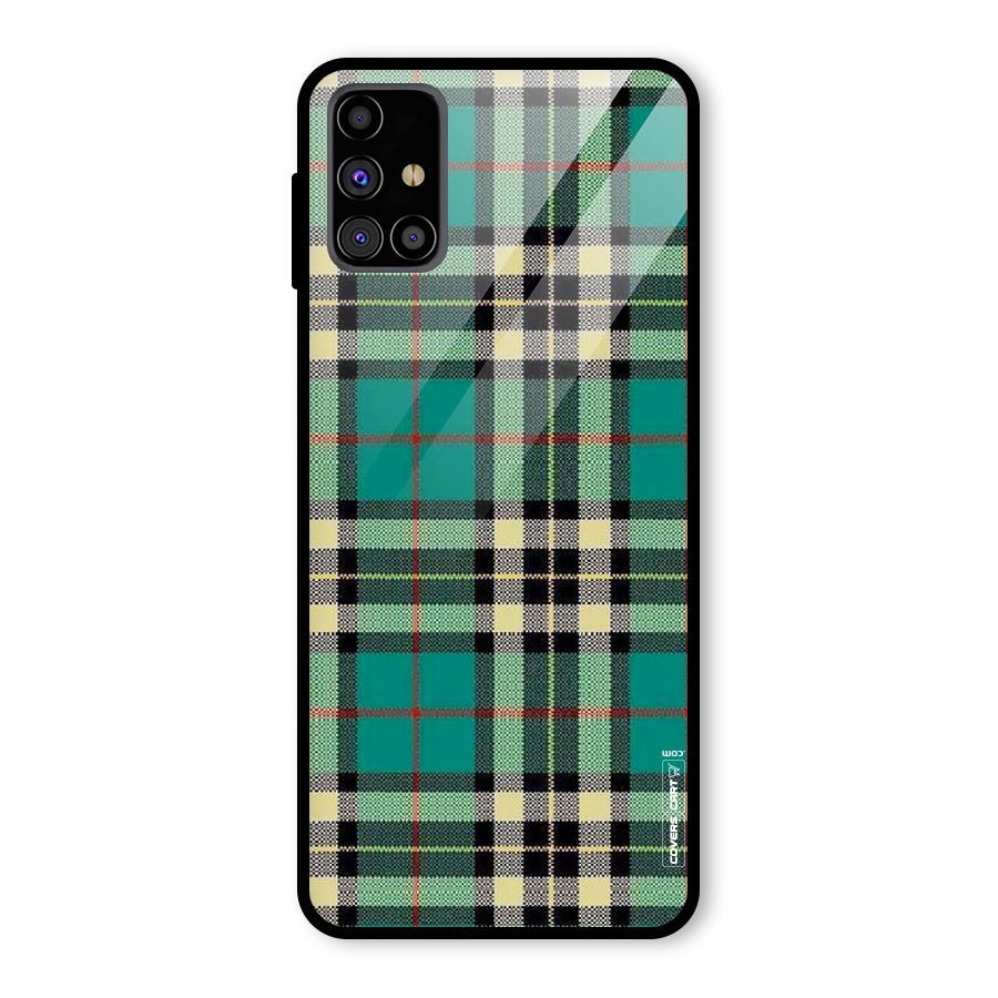 Green Check Glass Back Case for Galaxy M31s