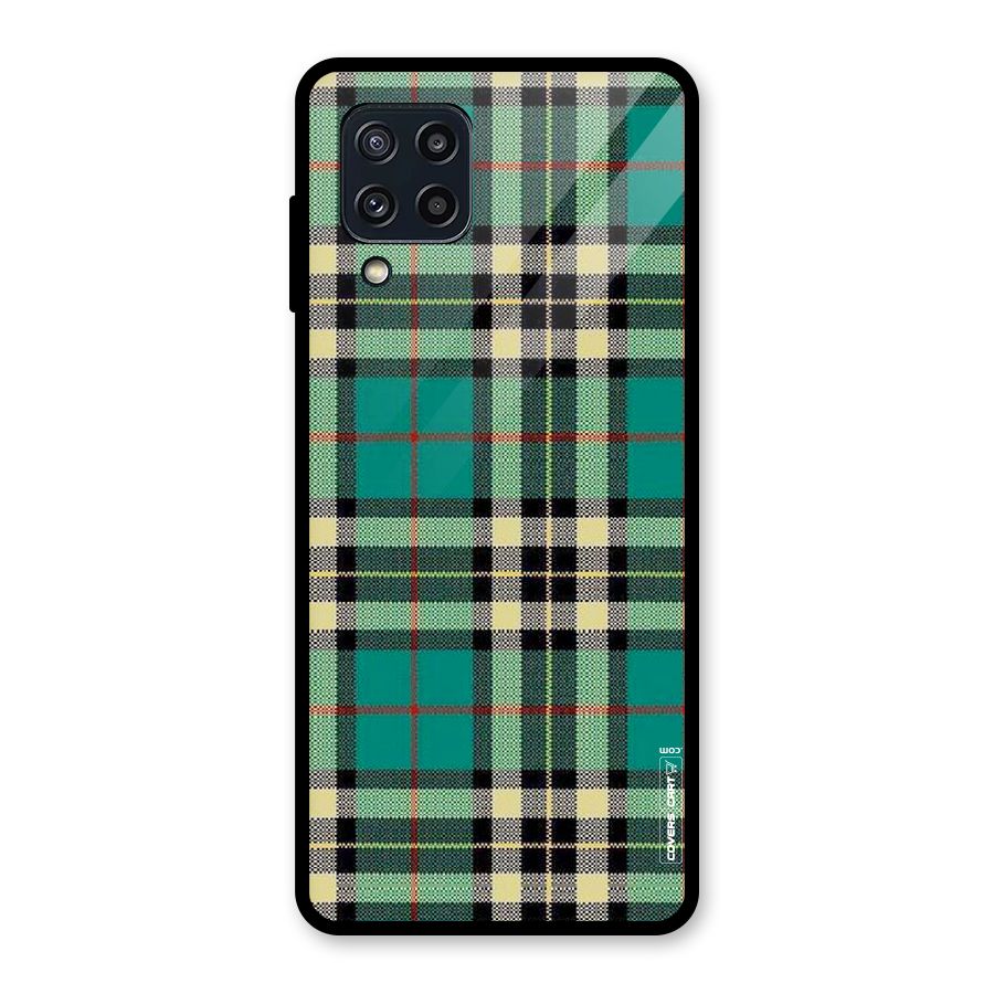 Green Check Glass Back Case for Galaxy M32