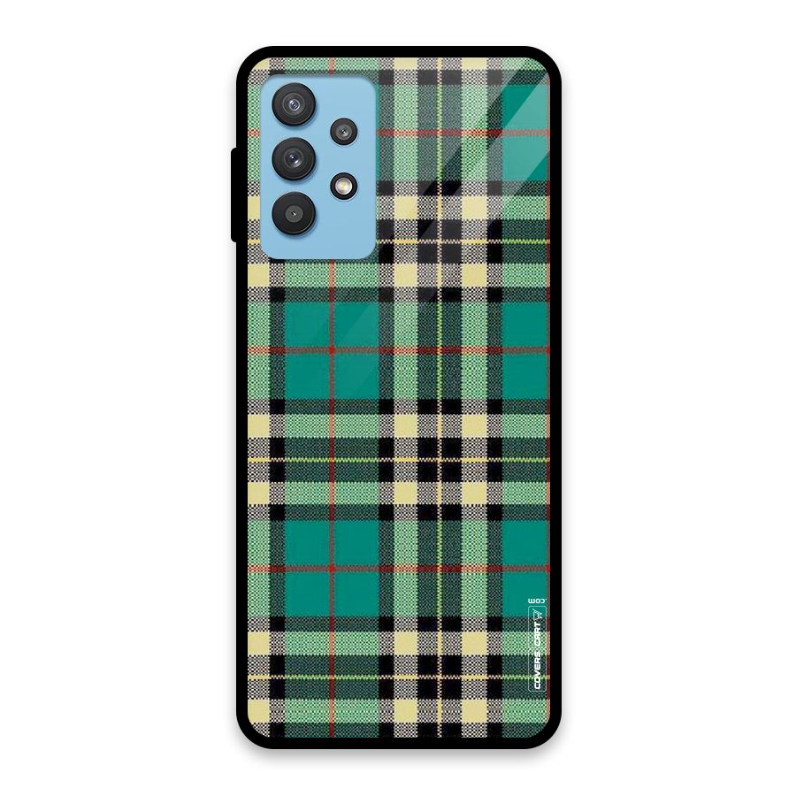 Green Check Glass Back Case for Galaxy M32 5G