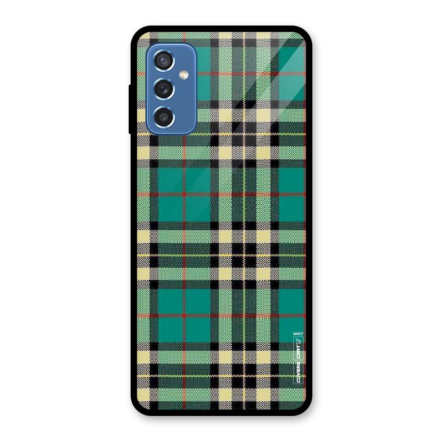 Green Check Glass Back Case for Galaxy M52 5G