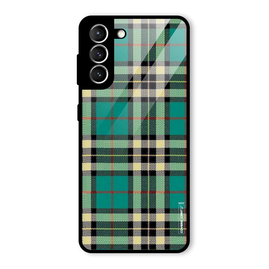 Green Check Glass Back Case for Galaxy S21 5G