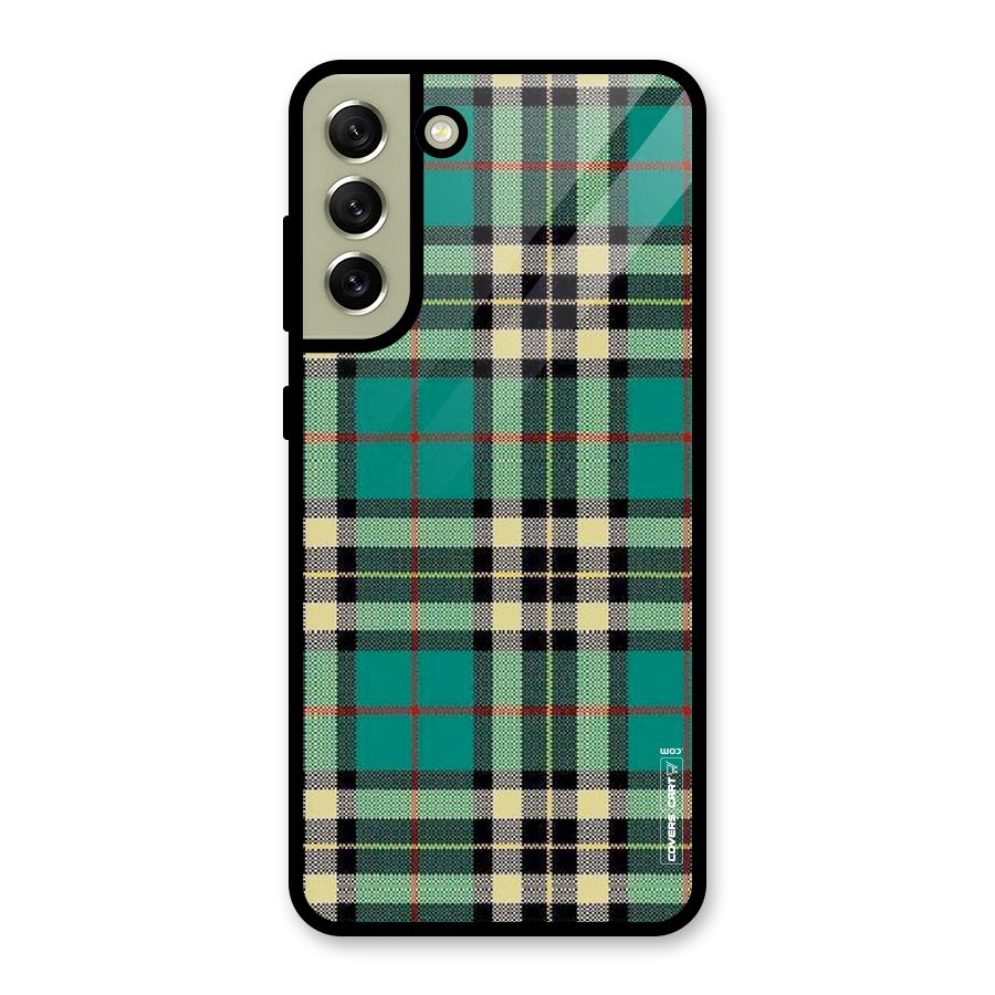 Green Check Glass Back Case for Galaxy S21 FE 5G