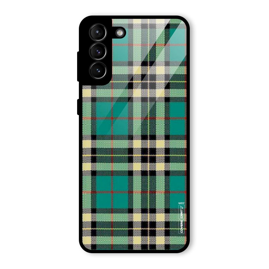 Green Check Glass Back Case for Galaxy S21 Plus