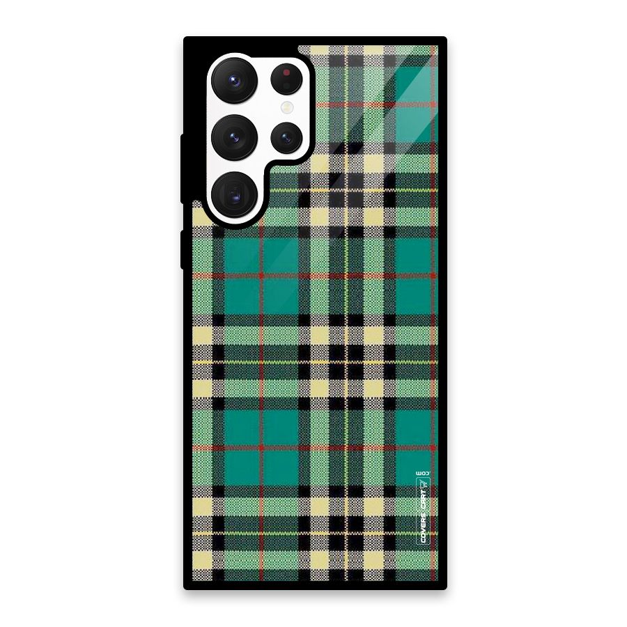 Green Check Glass Back Case for Galaxy S22 Ultra 5G