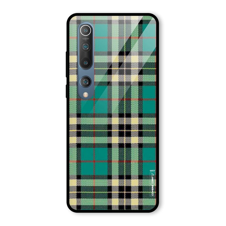 Green Check Glass Back Case for Mi 10
