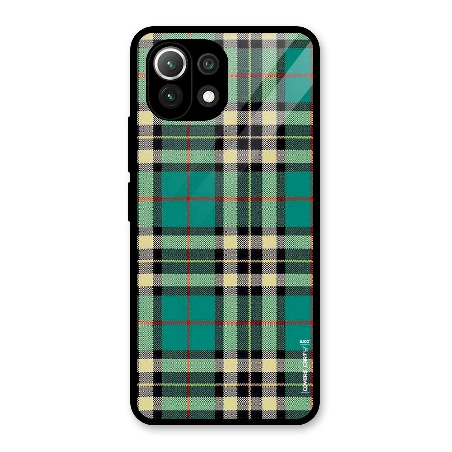 Green Check Glass Back Case for Mi 11 Lite NE 5G