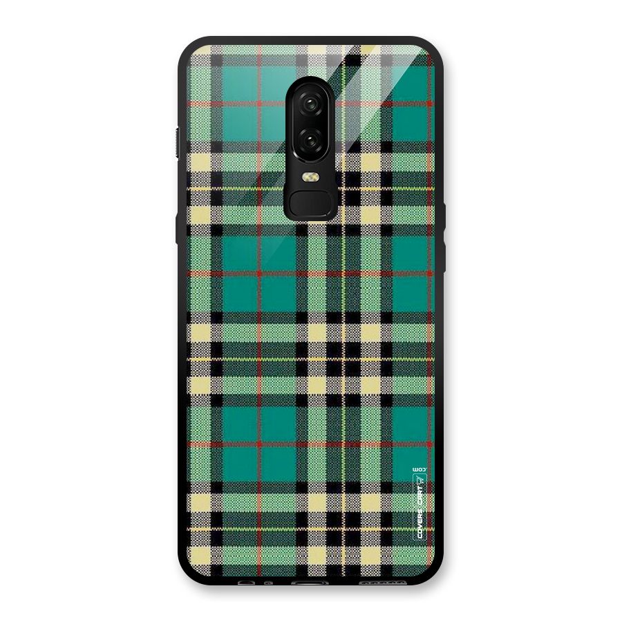 Green Check Glass Back Case for OnePlus 6