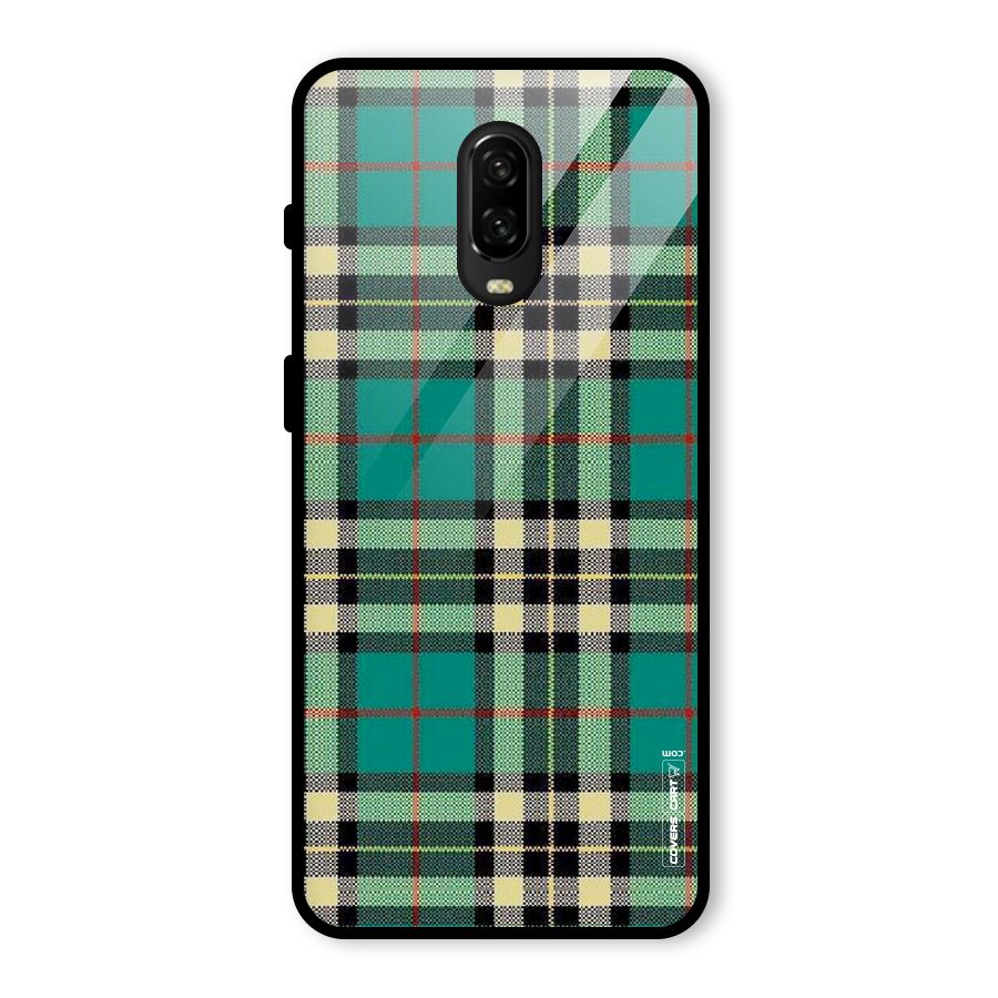 Green Check Glass Back Case for OnePlus 6T