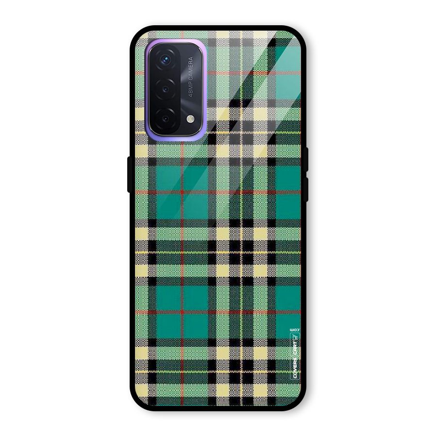 Green Check Glass Back Case for Oppo A74 5G