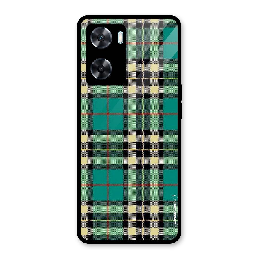 Green Check Glass Back Case for Oppo A77