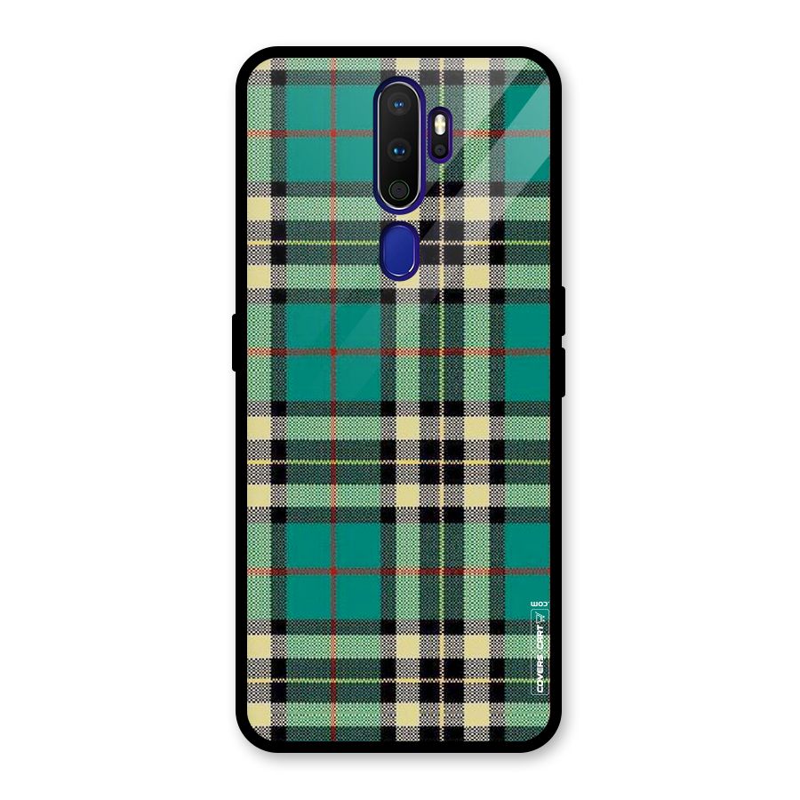 Green Check Glass Back Case for Oppo A9 (2020)