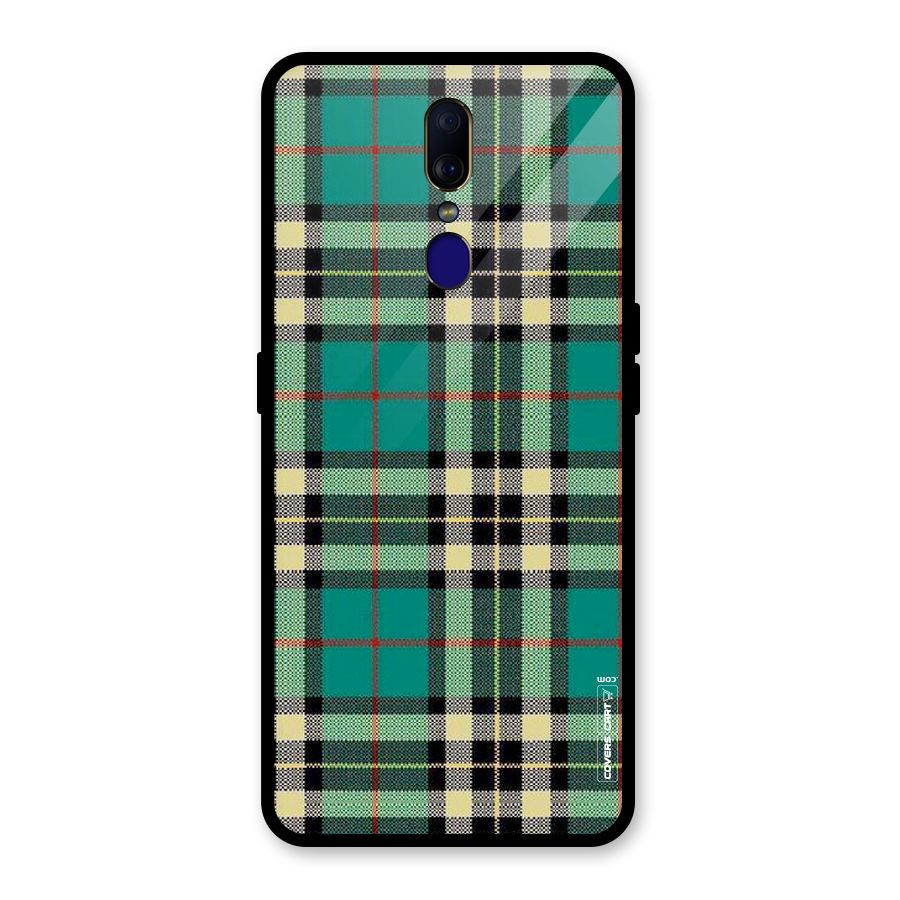 Green Check Glass Back Case for Oppo F11