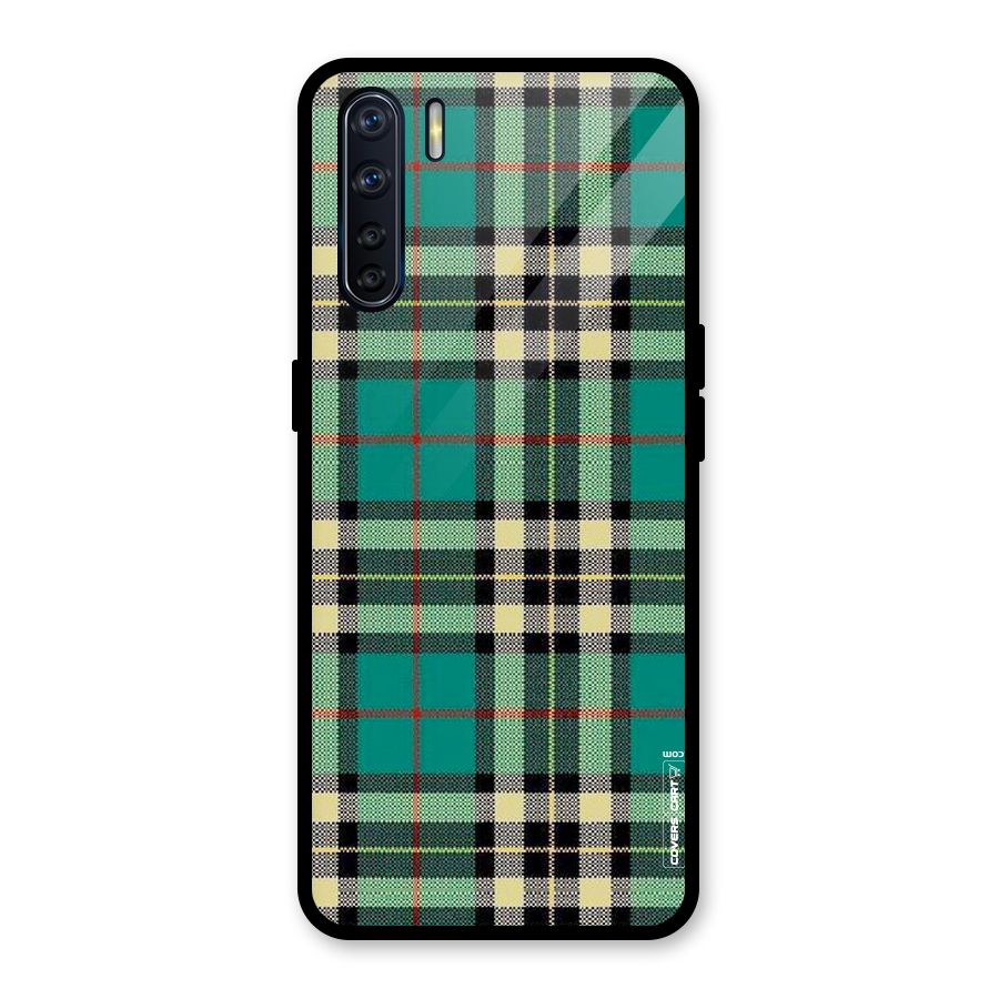 Green Check Glass Back Case for Oppo F15