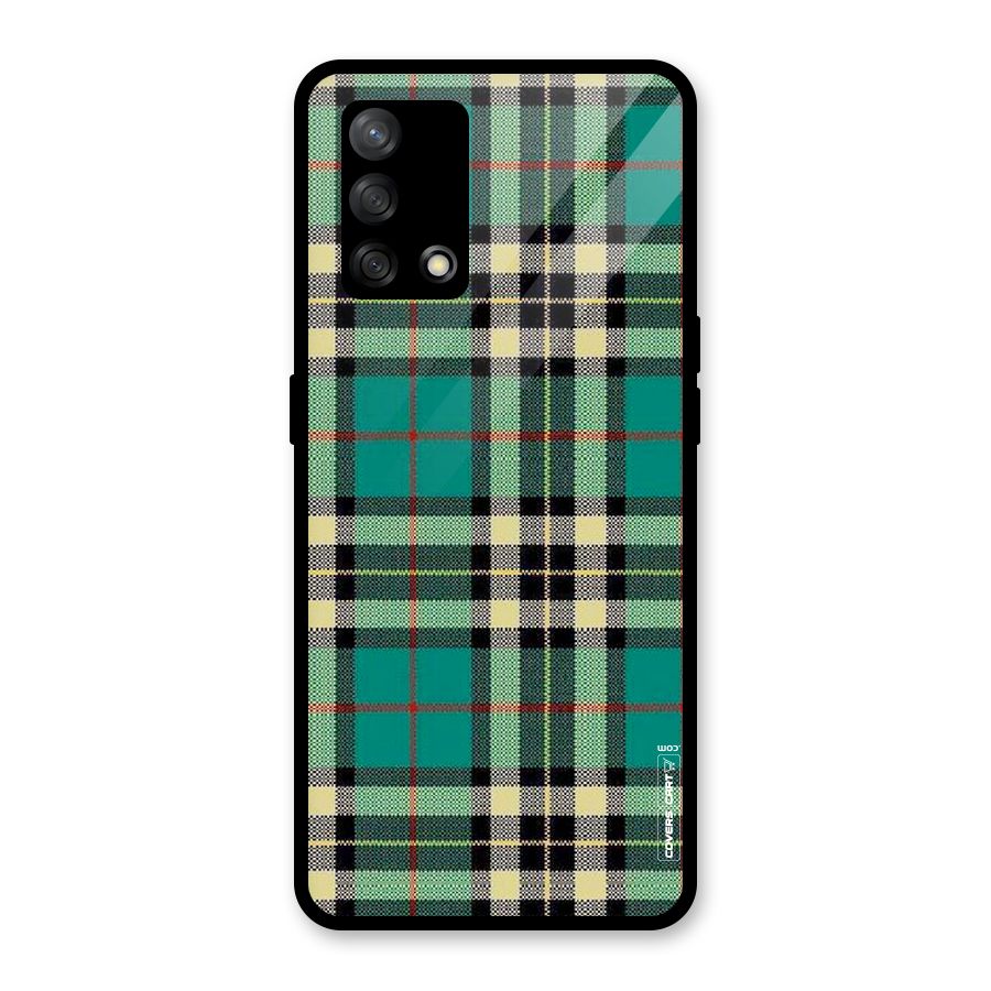 Green Check Glass Back Case for Oppo F19