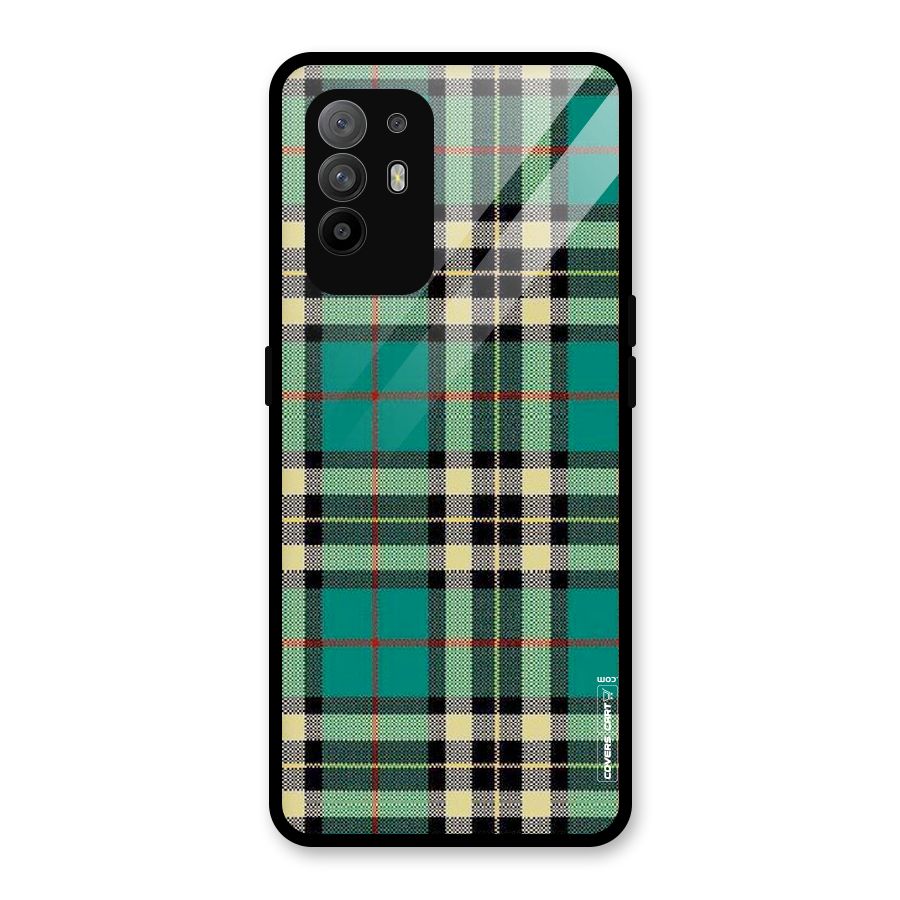 Green Check Glass Back Case for Oppo F19 Pro Plus 5G