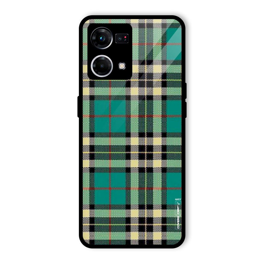 Green Check Glass Back Case for Oppo F21 Pro 4G