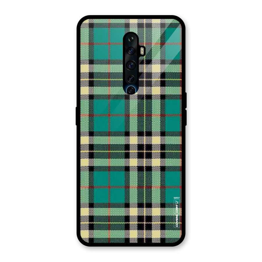 Green Check Glass Back Case for Oppo Reno2 F