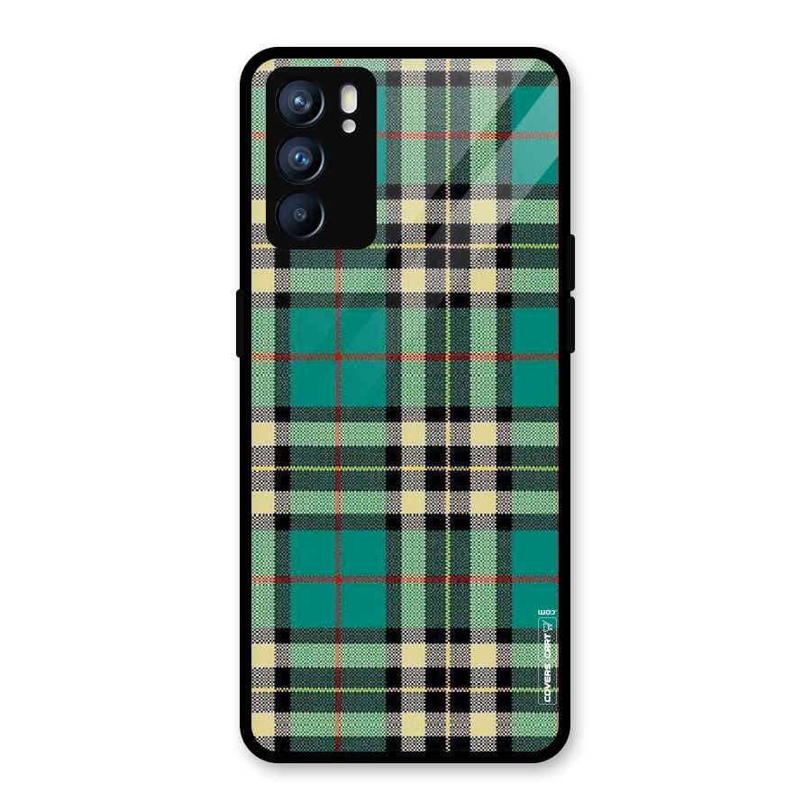 Green Check Glass Back Case for Oppo Reno6 5G