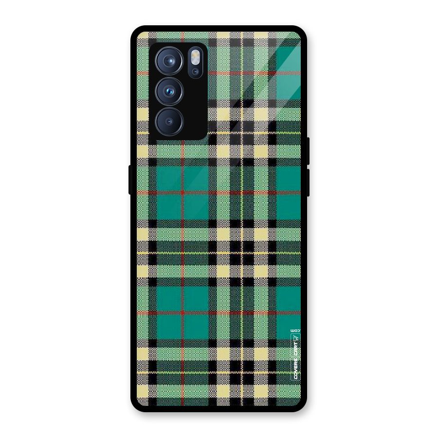 Green Check Glass Back Case for Oppo Reno6 Pro 5G