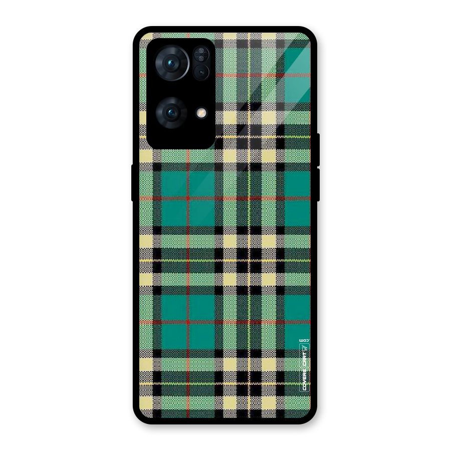 Green Check Glass Back Case for Oppo Reno7 Pro 5G