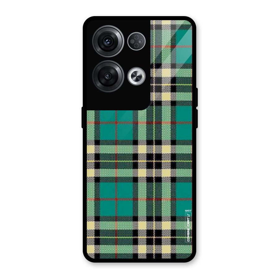 Green Check Glass Back Case for Oppo Reno8 Pro 5G
