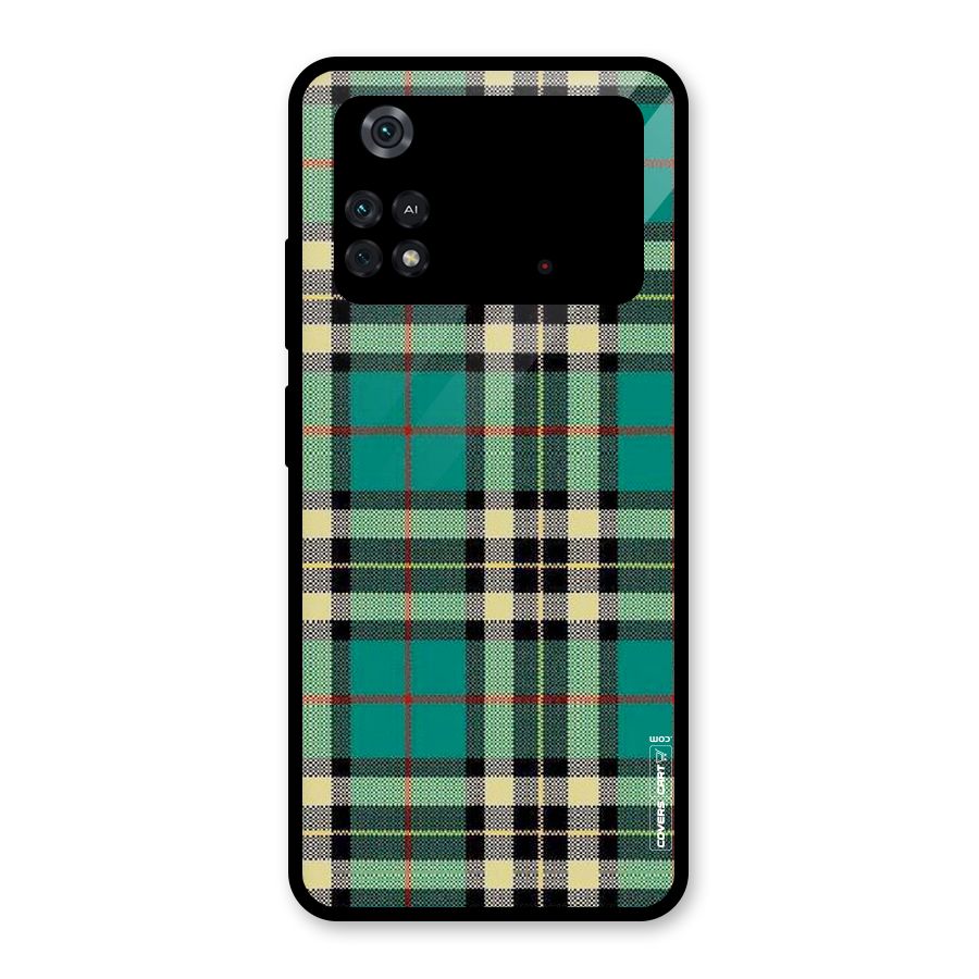 Green Check Glass Back Case for Poco M4 Pro 4G