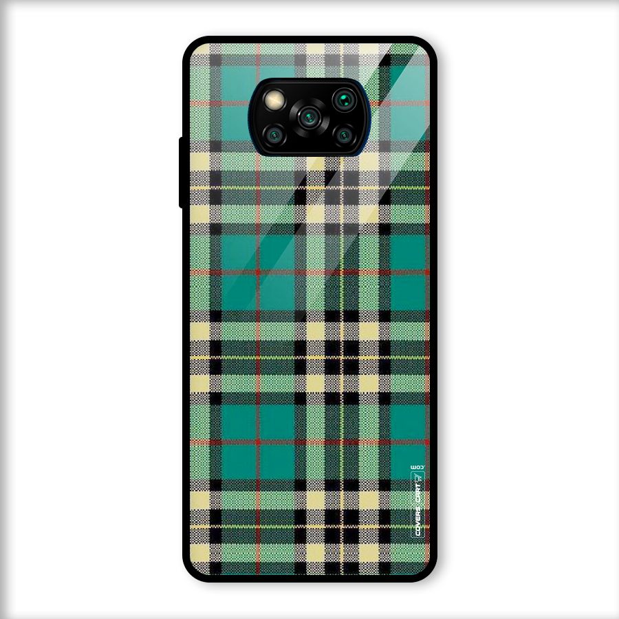 Green Check Glass Back Case for Poco X3
