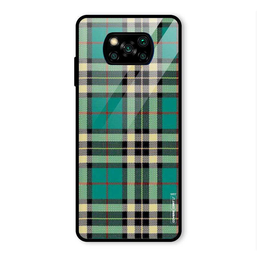 Green Check Glass Back Case for Poco X3 Pro