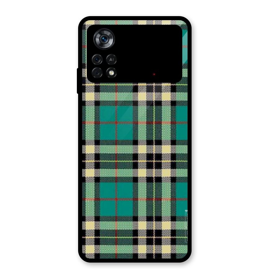 Green Check Glass Back Case for Poco X4 Pro 5G