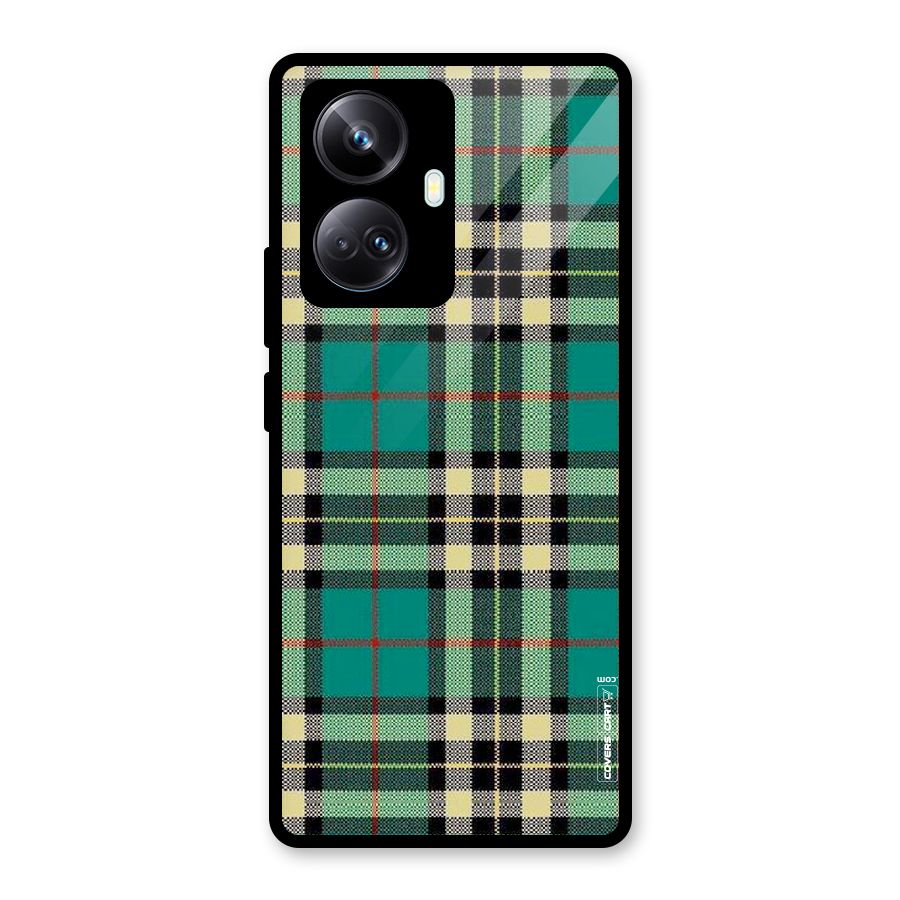 Green Check Glass Back Case for Realme 10 Pro Plus