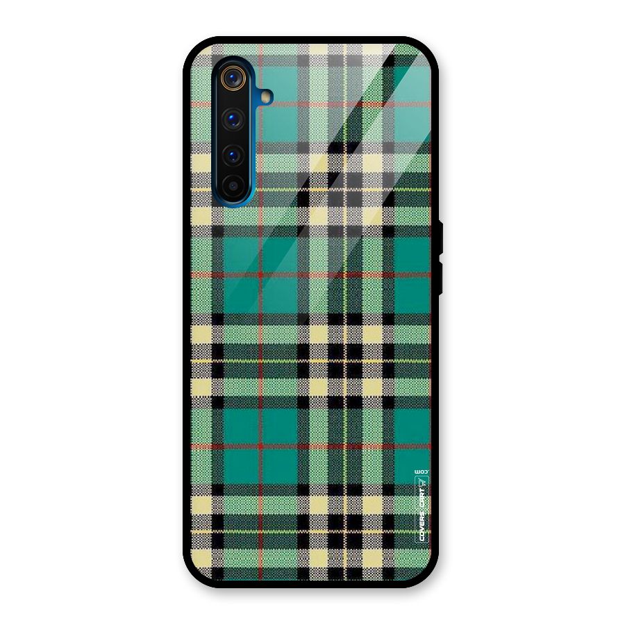 Green Check Glass Back Case for Realme 6 Pro