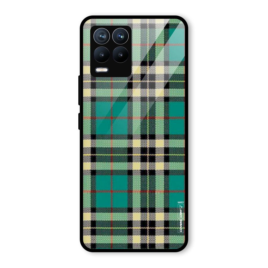 Green Check Glass Back Case for Realme 8
