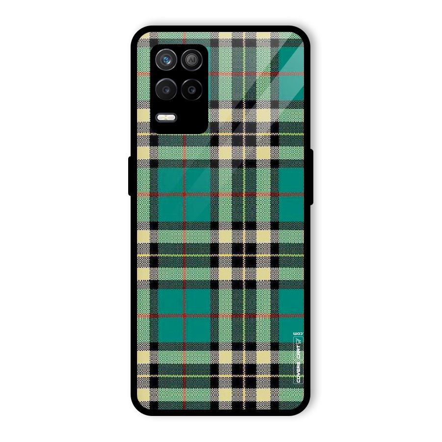 Green Check Glass Back Case for Realme 8 5G