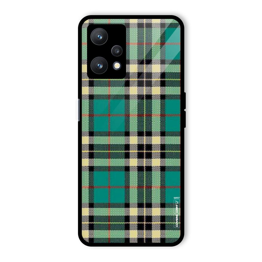 Green Check Glass Back Case for Realme 9 Pro 5G