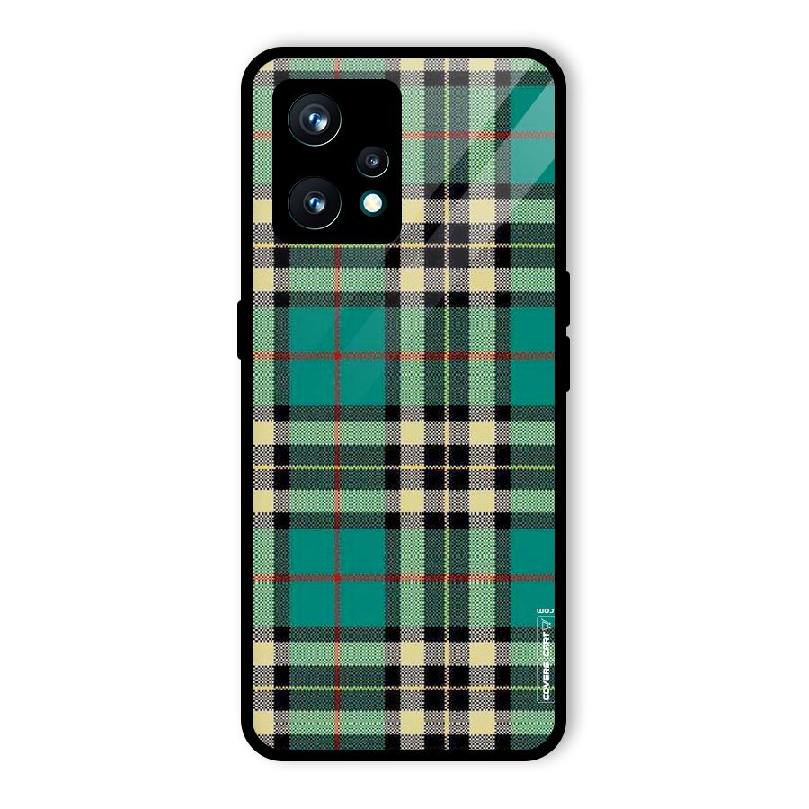 Green Check Glass Back Case for Realme 9 Pro Plus 5G