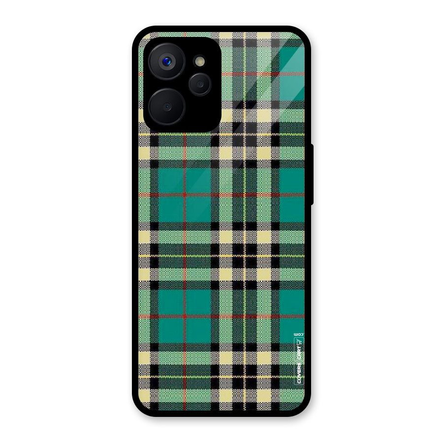 Green Check Glass Back Case for Realme 9i 5G