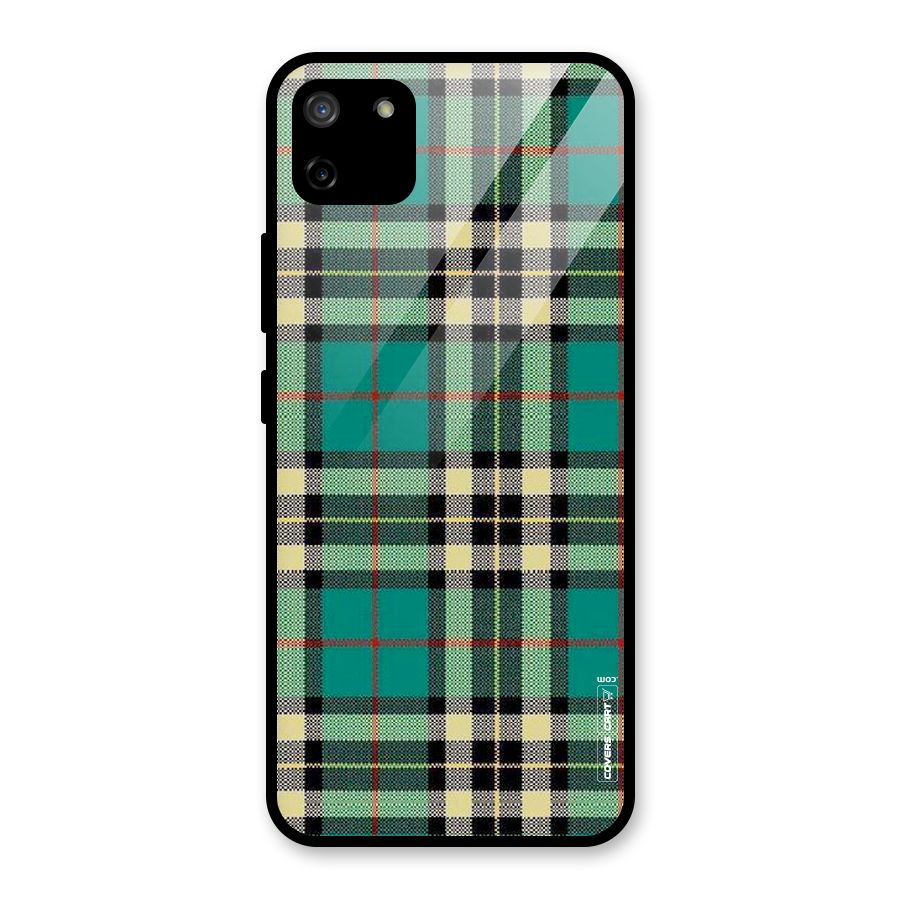 Green Check Glass Back Case for Realme C11