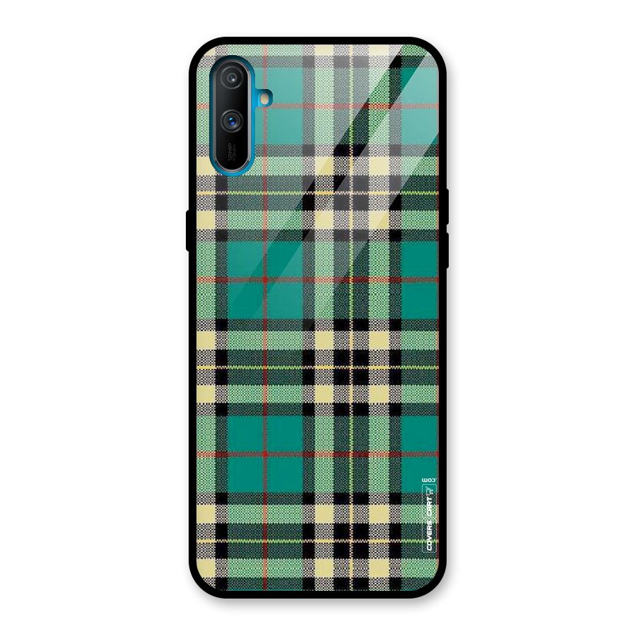 Green Check Glass Back Case for Realme C3
