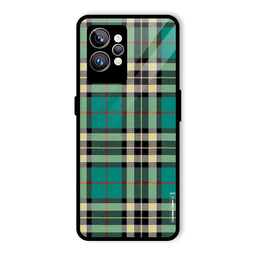 Green Check Glass Back Case for Realme GT2 Pro