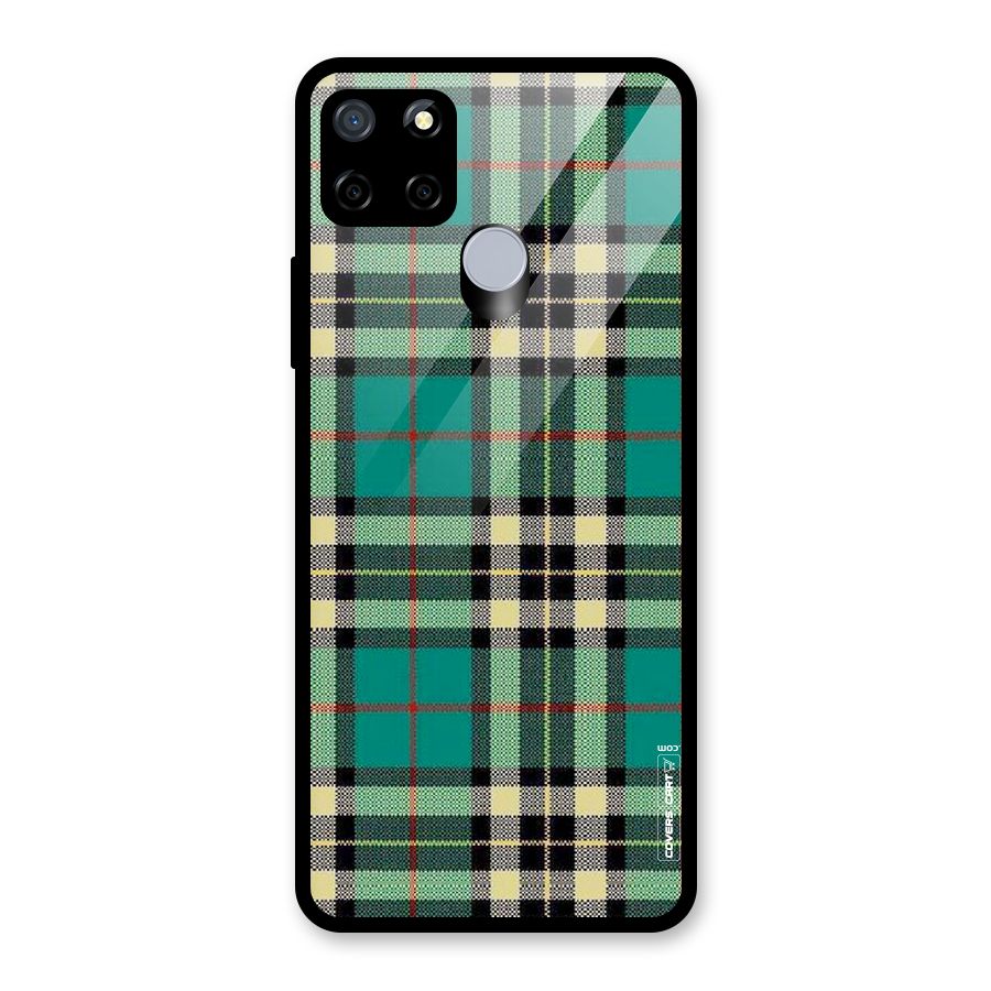 Green Check Glass Back Case for Realme Narzo 20