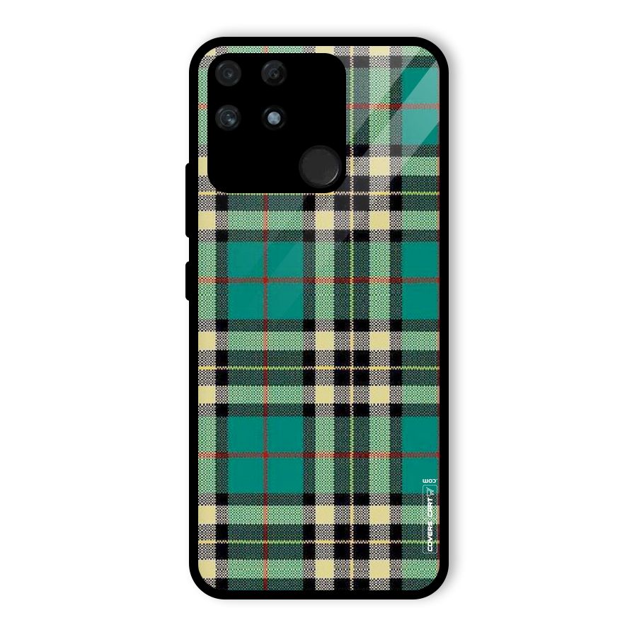 Green Check Glass Back Case for Realme Narzo 50A