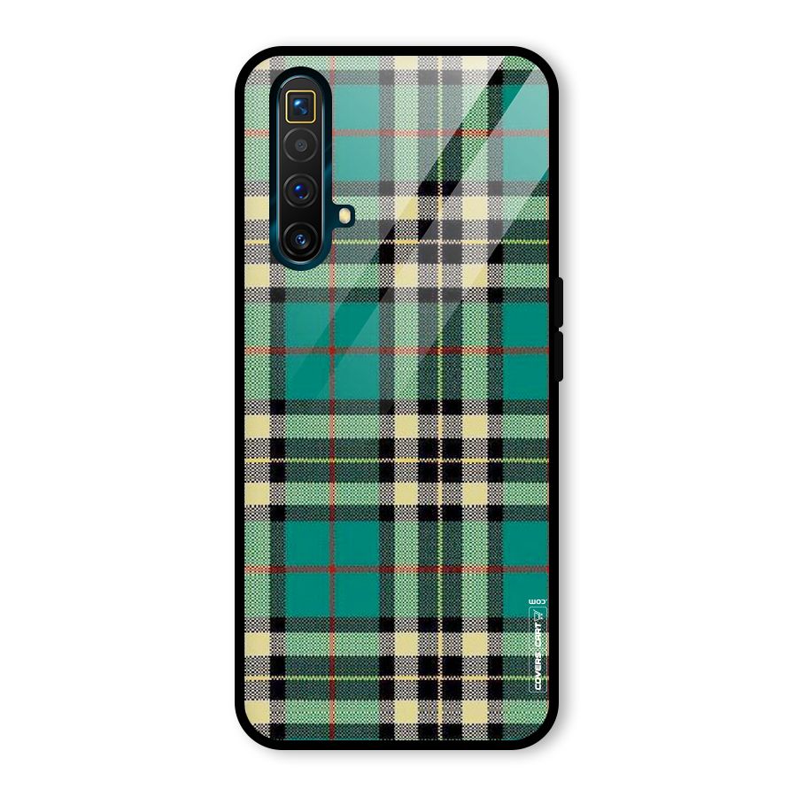 Green Check Glass Back Case for Realme X3