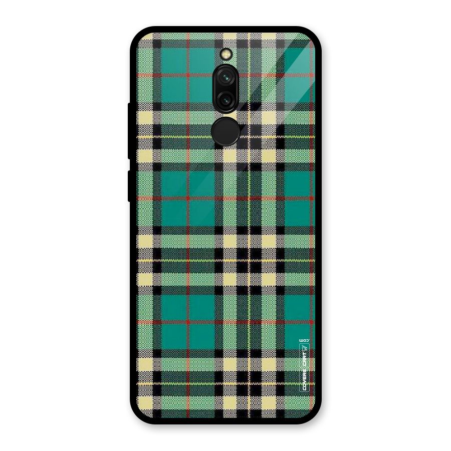 Green Check Glass Back Case for Redmi 8