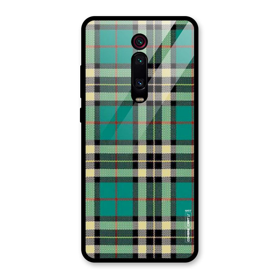 Green Check Glass Back Case for Redmi K20